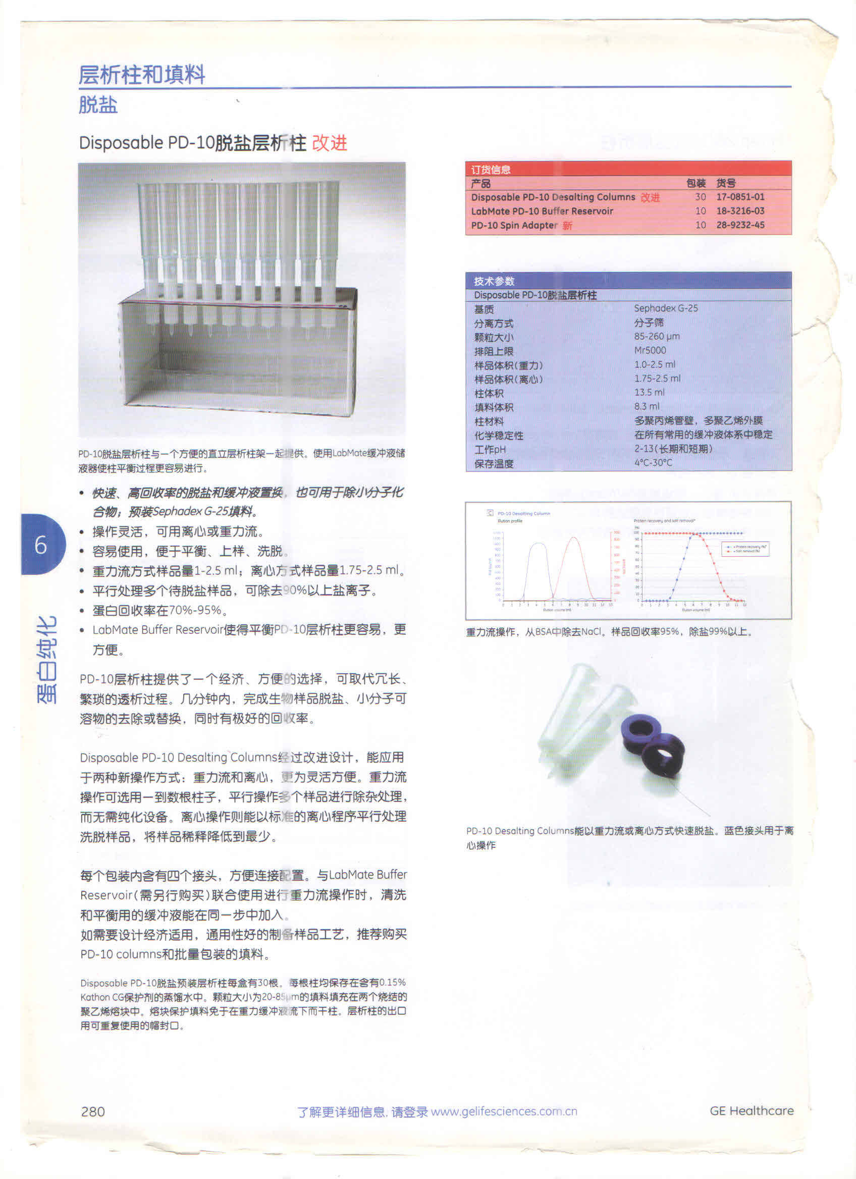 17-0851-01-GE Disposable PD-10脱盐层析柱17085101